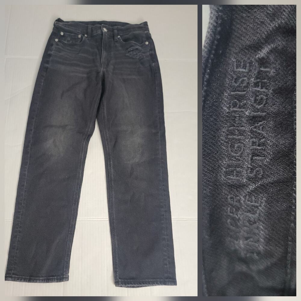 AMERICAN EAGLE Jeans Womens SZ 6 Super High Rise Ankle Straight Stretch Charcoal